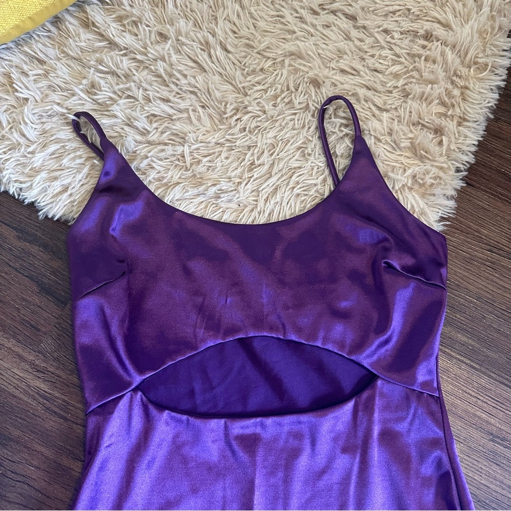 WINDSOR Purple Satin Mini Dress Size M - Picture 3 of 9